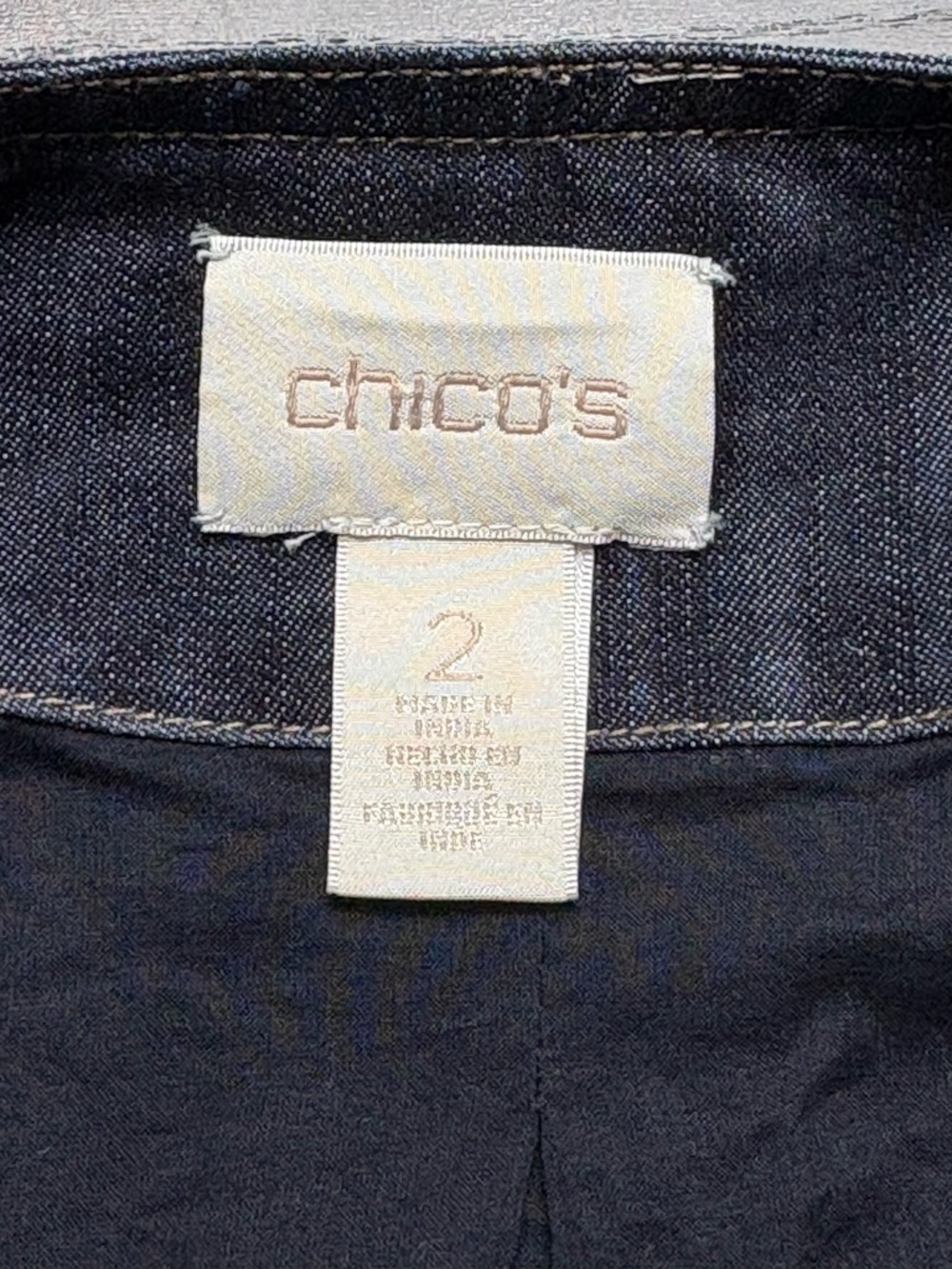 Chicos Embroidered Lace Denim Jacket Duster • Size 2 /US L • 3/4 Sleeve - Picture 13 of 15